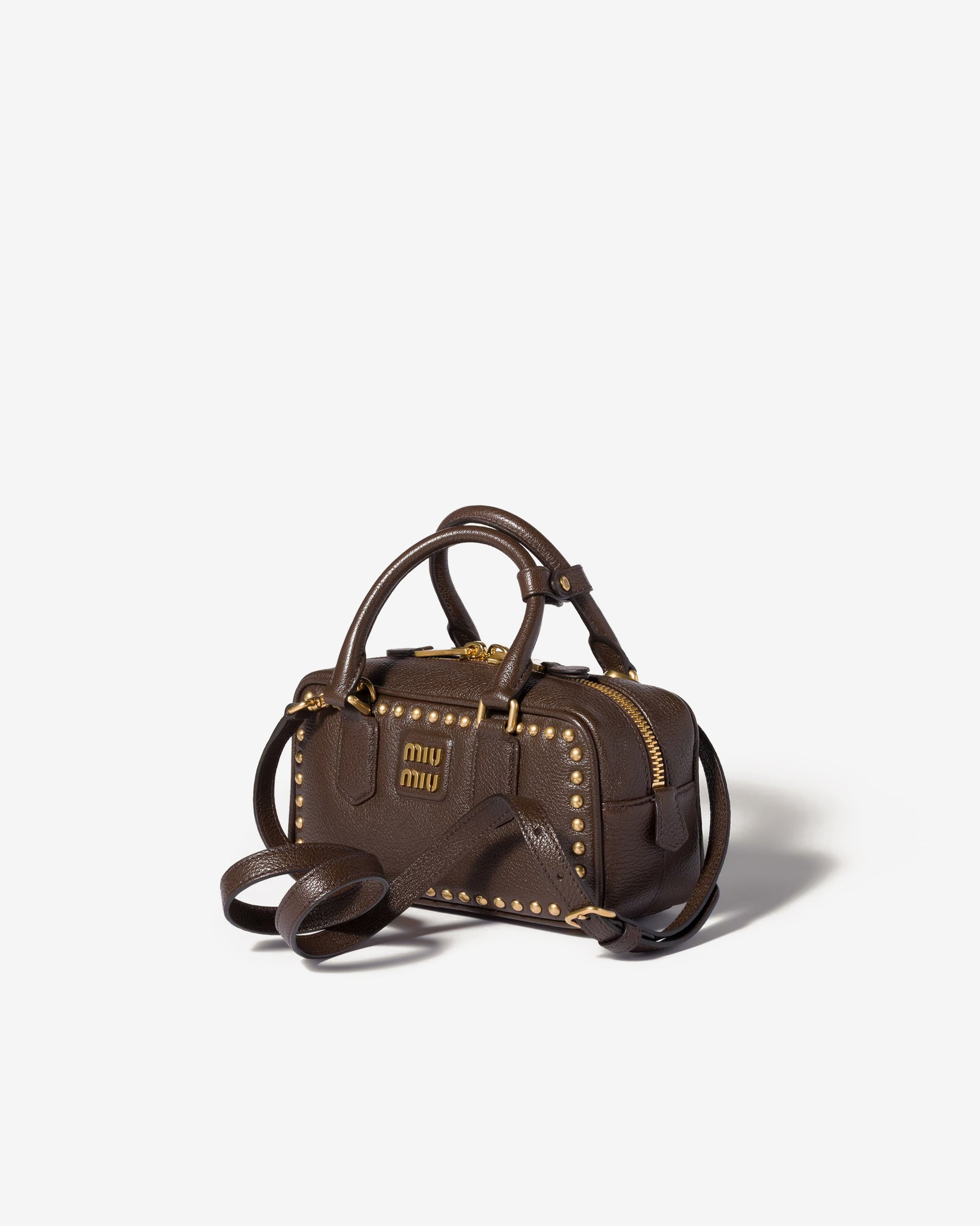 Miu Miu - Arcadie Studded Leather Bag - (Mahoghany) view 2, Click to Zoom in