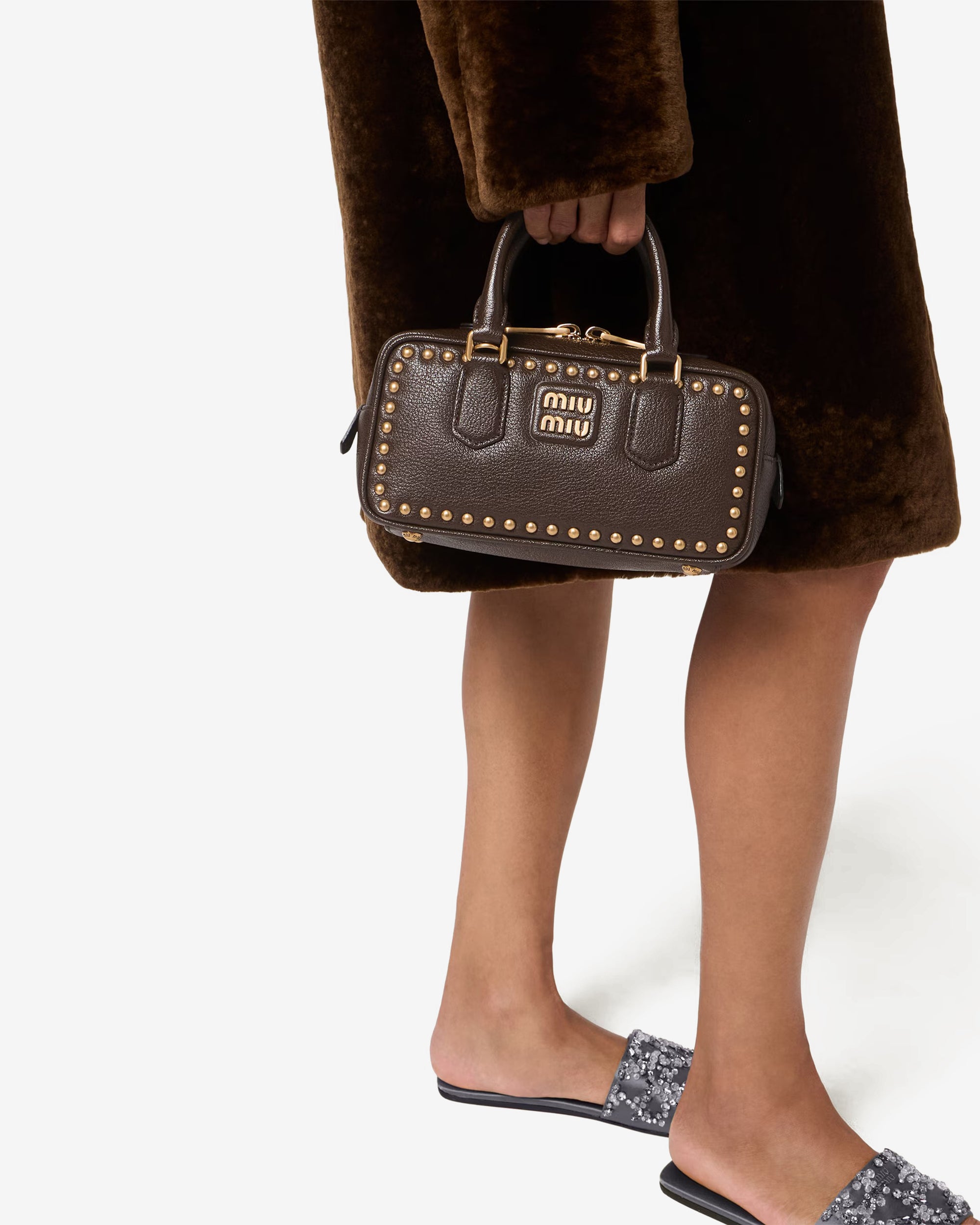 Miu Miu - Arcadie Studded Leather Bag - (Mahoghany) view 4, Click to Zoom in
