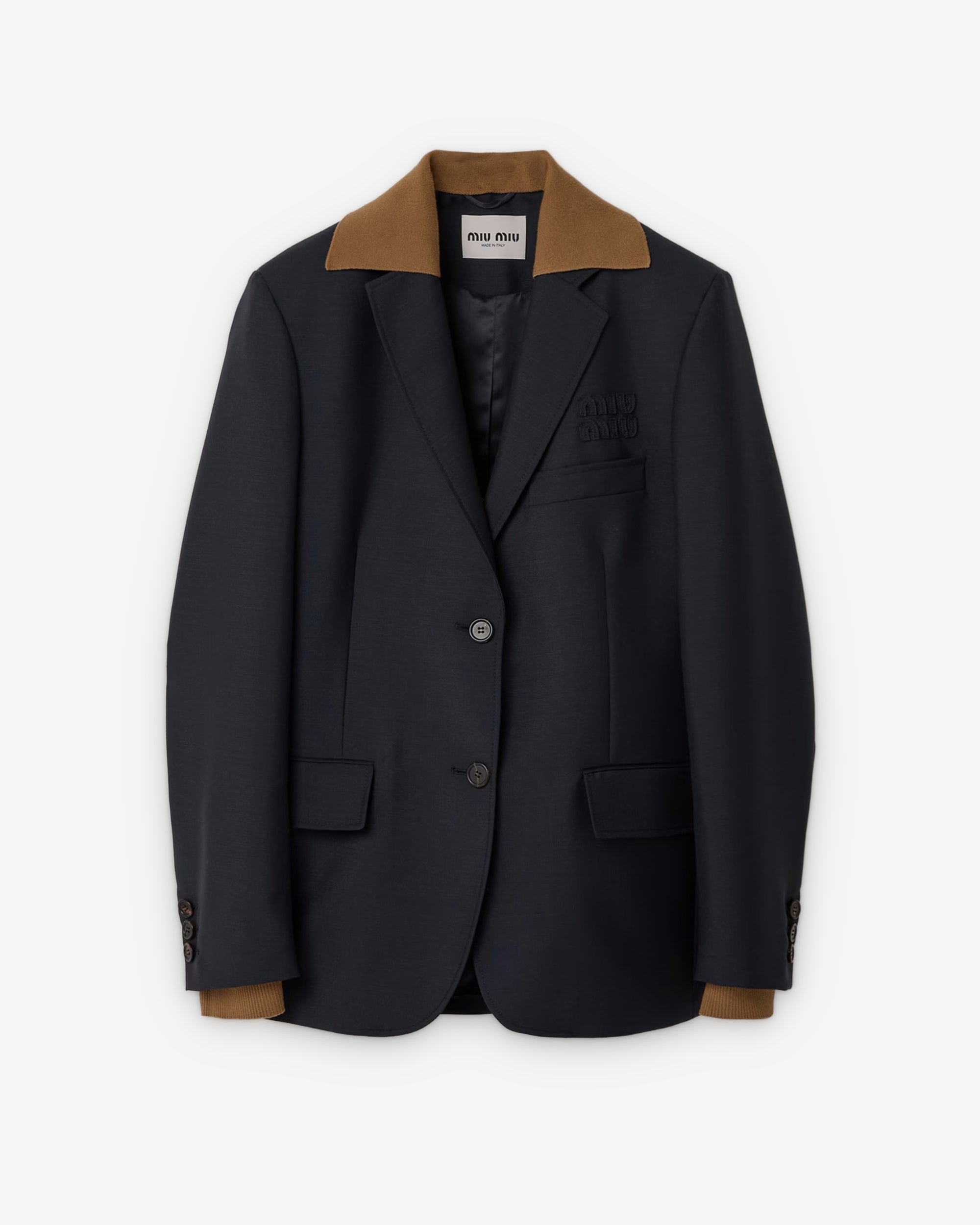 Miu Miu - Women's Single-breasted Kid Mohair Jacket - (Uniform Blue) view 1, Click to Zoom in