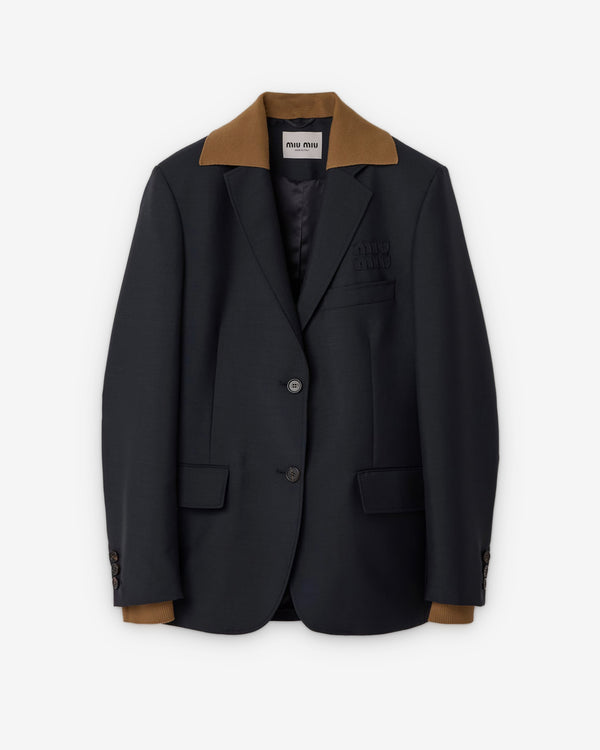 Miu Miu - Women's Single-breasted Kid Mohair Jacket - (Uniform Blue)