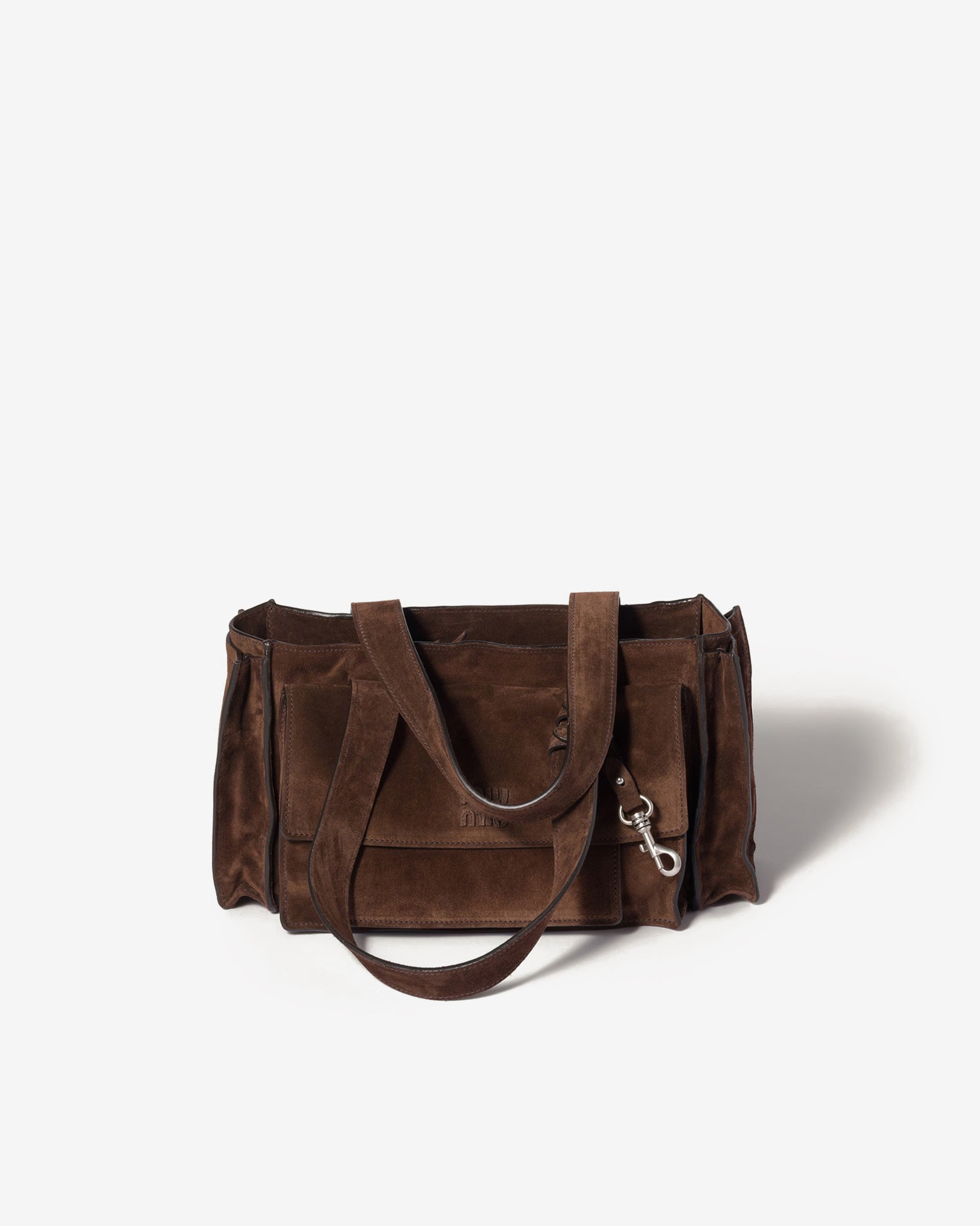 Miu Miu - Women's Utilitaire Suede Top-handle Bag - (Dark Brown) view 1, Click to Zoom in
