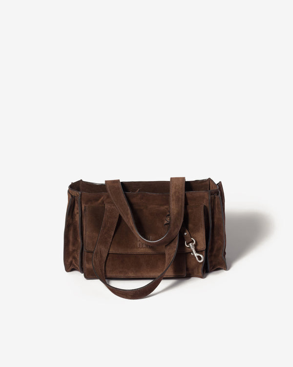 Miu Miu - Women's Utilitaire Suede Top-handle Bag - (Dark Brown)