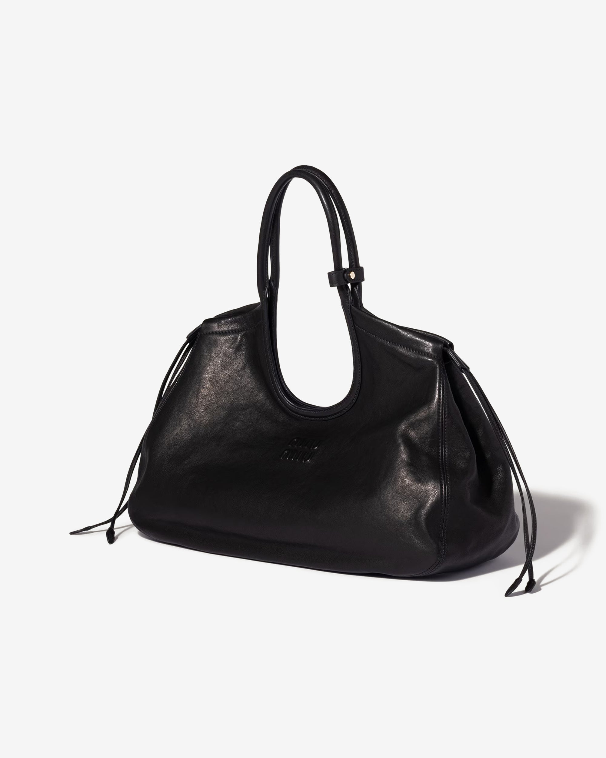 Miu Miu - Ivy Nappa Leather Shopping Bag - (Black) view 2, Click to Zoom in