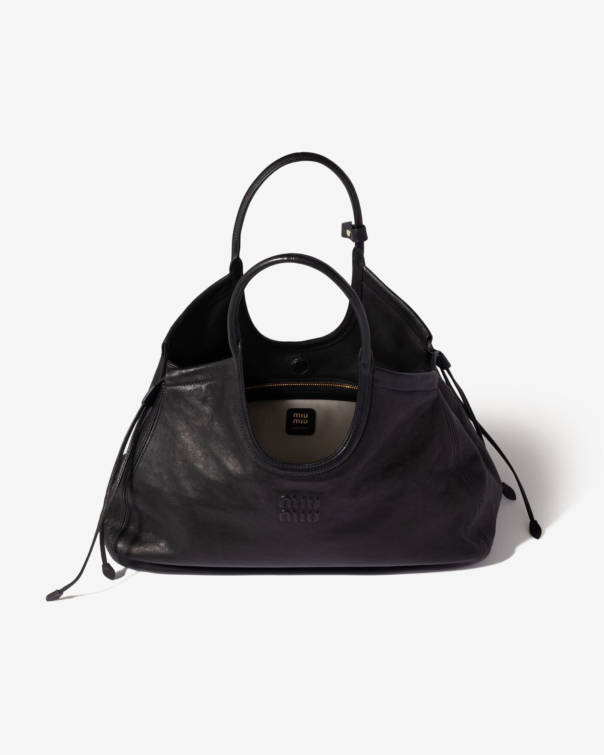 Miu Miu - Ivy Nappa Leather Shopping Bag - (Black) view 3, Click to Zoom in