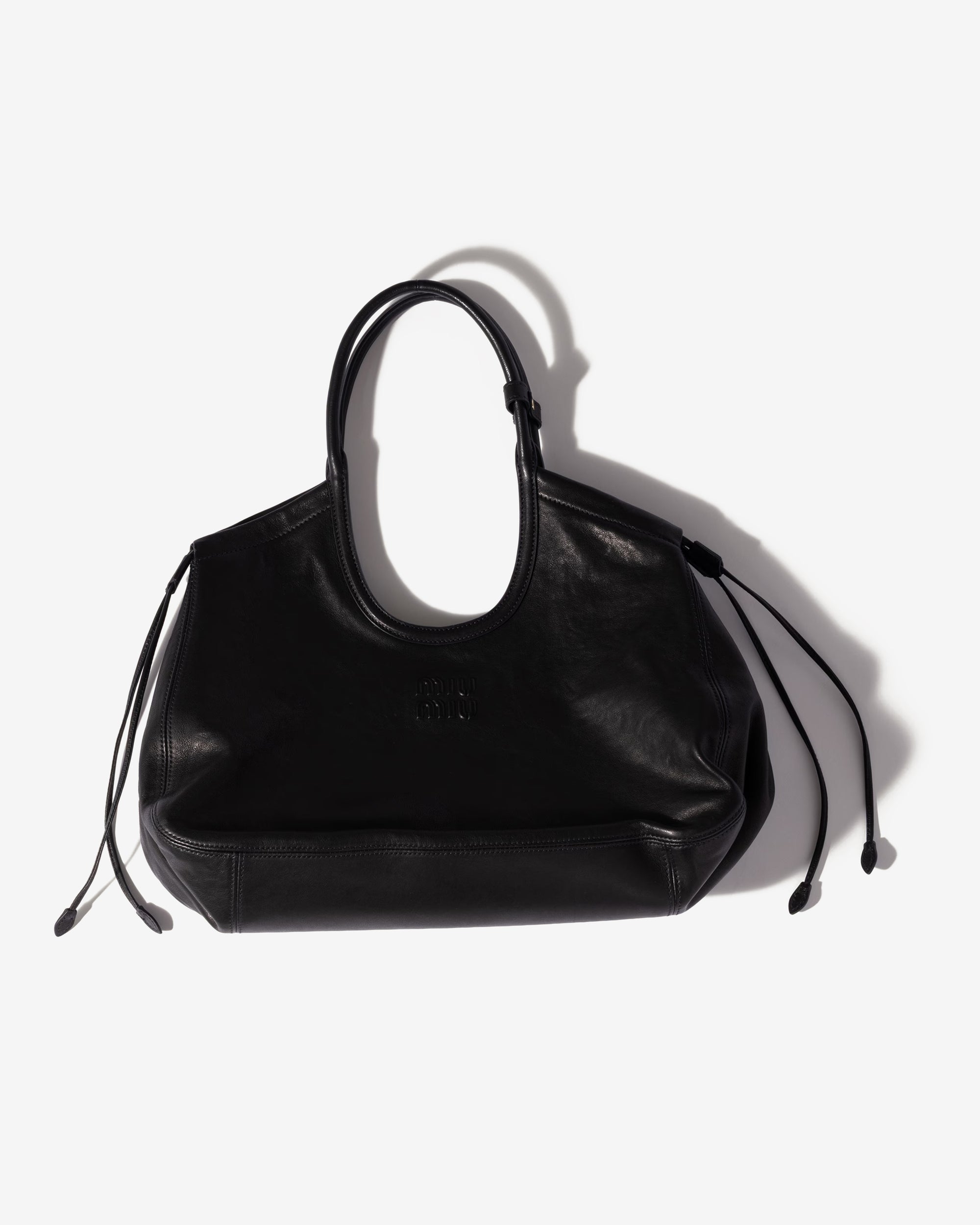 Miu Miu - Ivy Nappa Leather Shopping Bag - (Black) view 4, Click to Zoom in