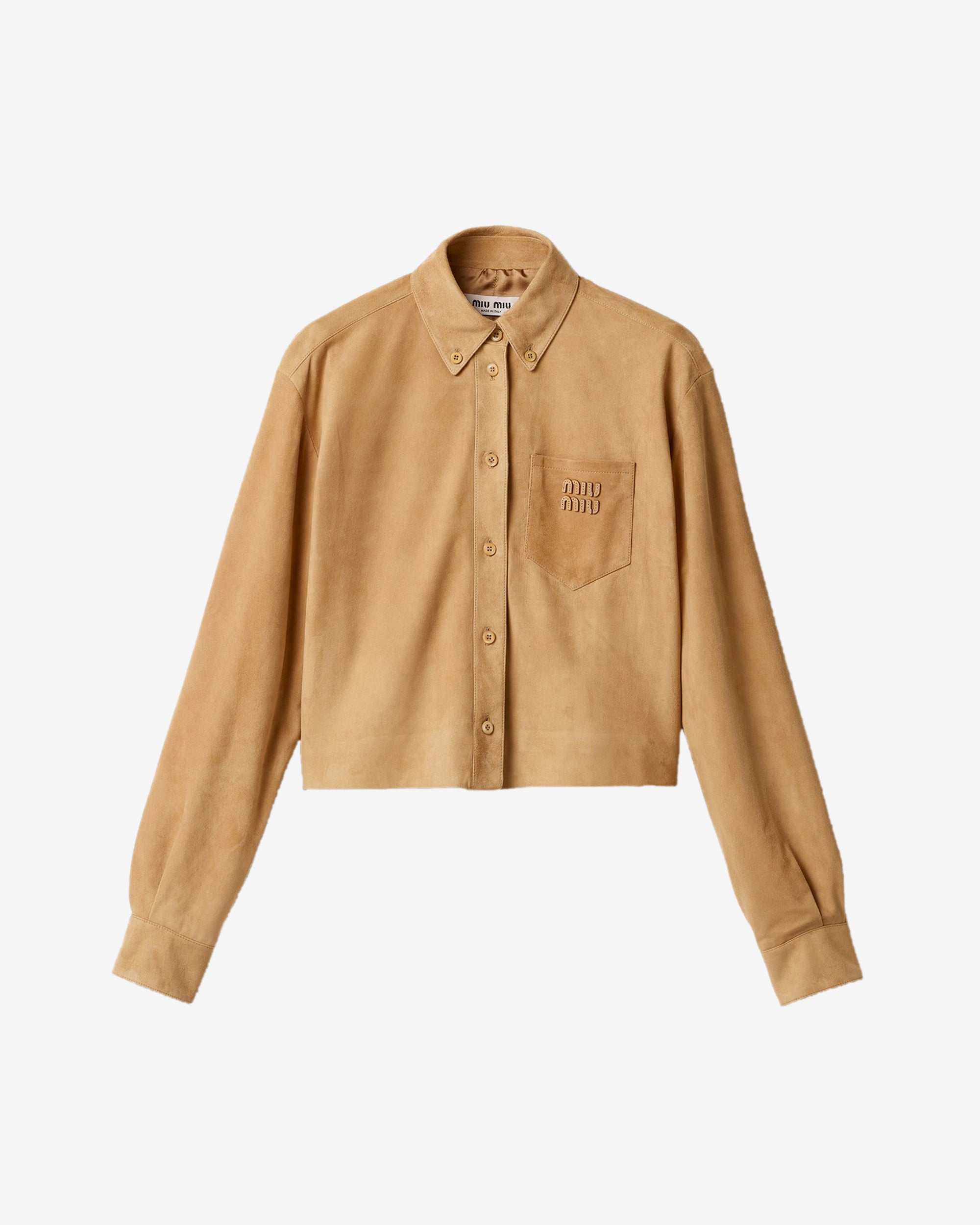Miu Miu - Women's Suede Shirt - (Caramel) view 1, Click to Zoom in