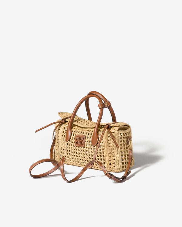 Miu Miu - Women's Raffia Handbag - (Beige/Cognac)