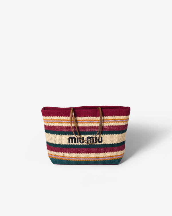 Miu Miu - Raffia-effect Woven Tote Bag - (Bordeaux/Teal/Natural)