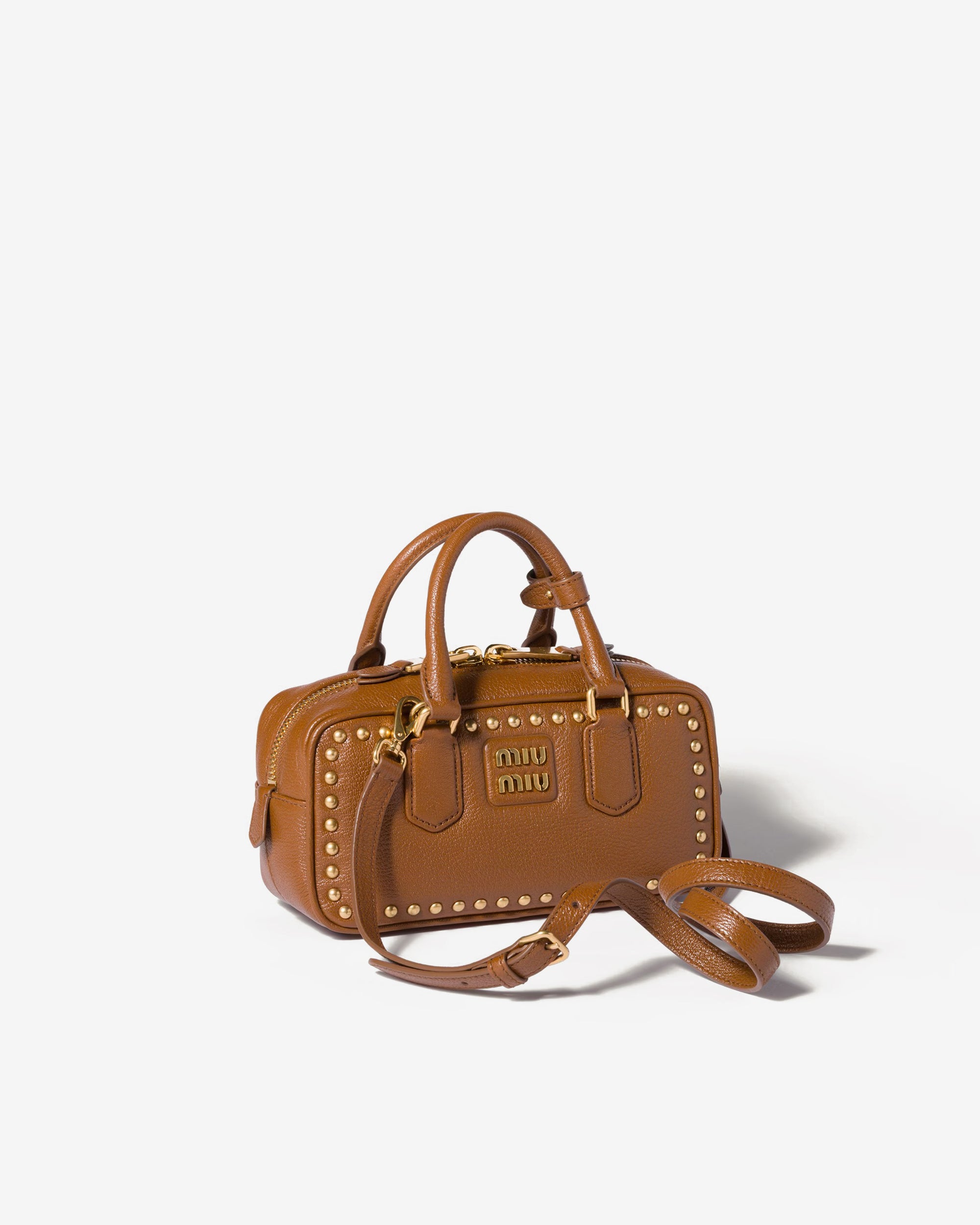 Miu Miu - Arcadie Studded Leather Bag - (Brandy) view 2, Click to Zoom in