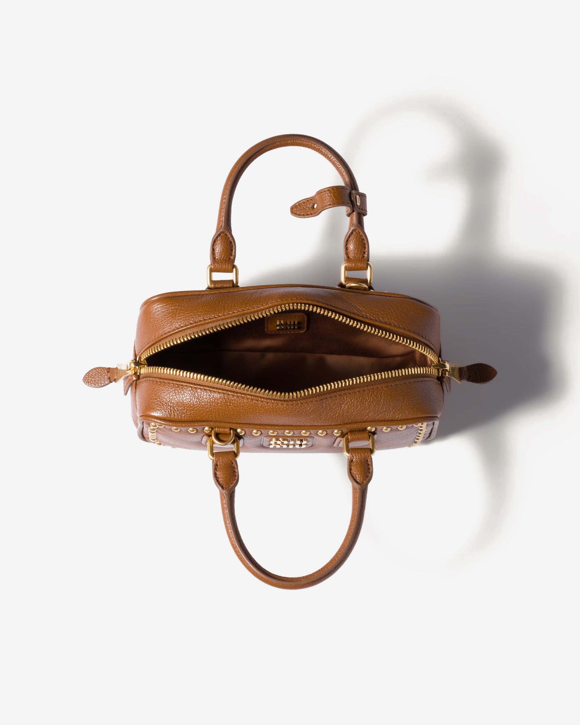 Miu Miu - Arcadie Studded Leather Bag - (Brandy) view 4, Click to Zoom in