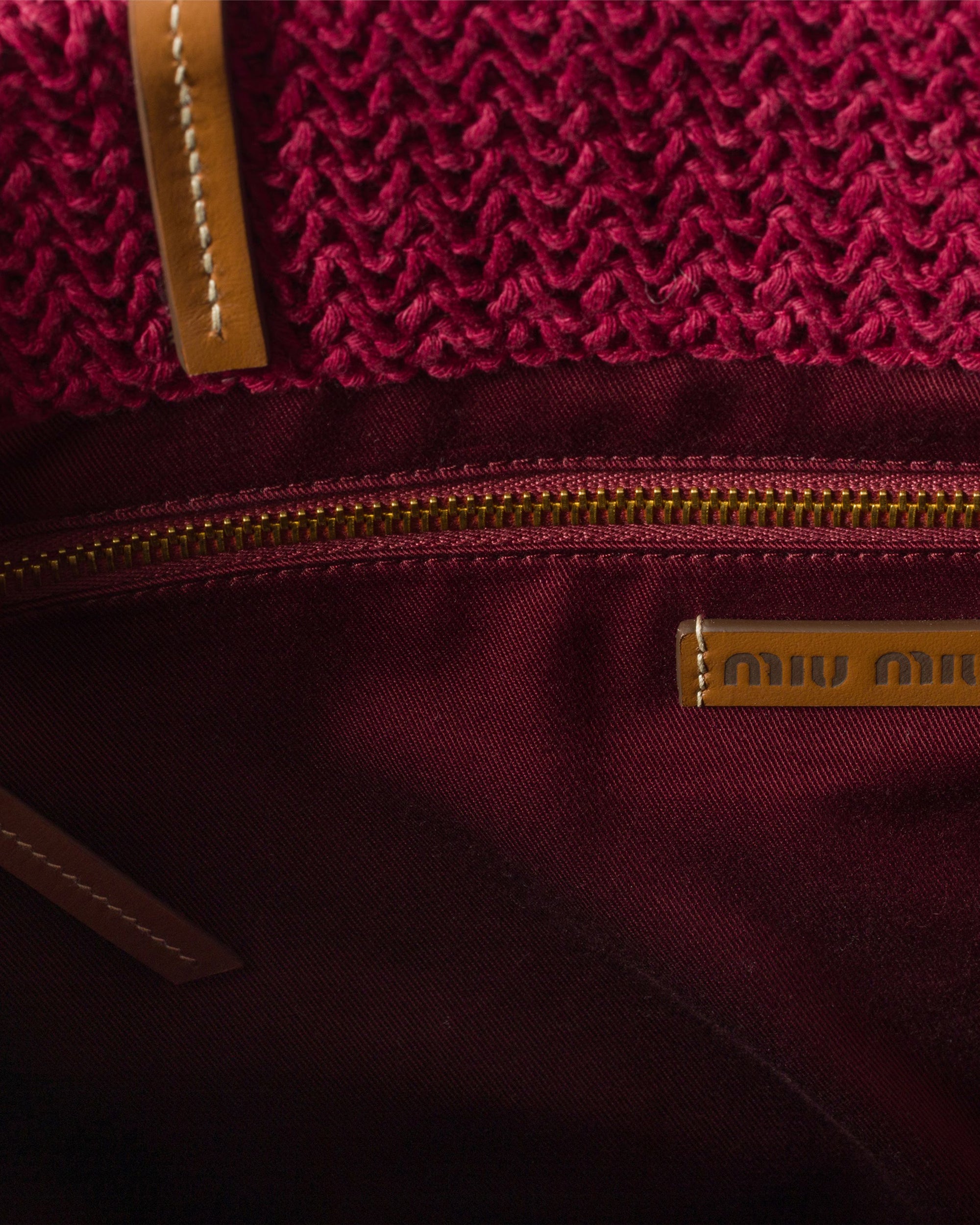 Miu Miu - Raffia-effect Woven Tote Bag - (Bordeaux/Teal/Natural) view 3, Click to Zoom in