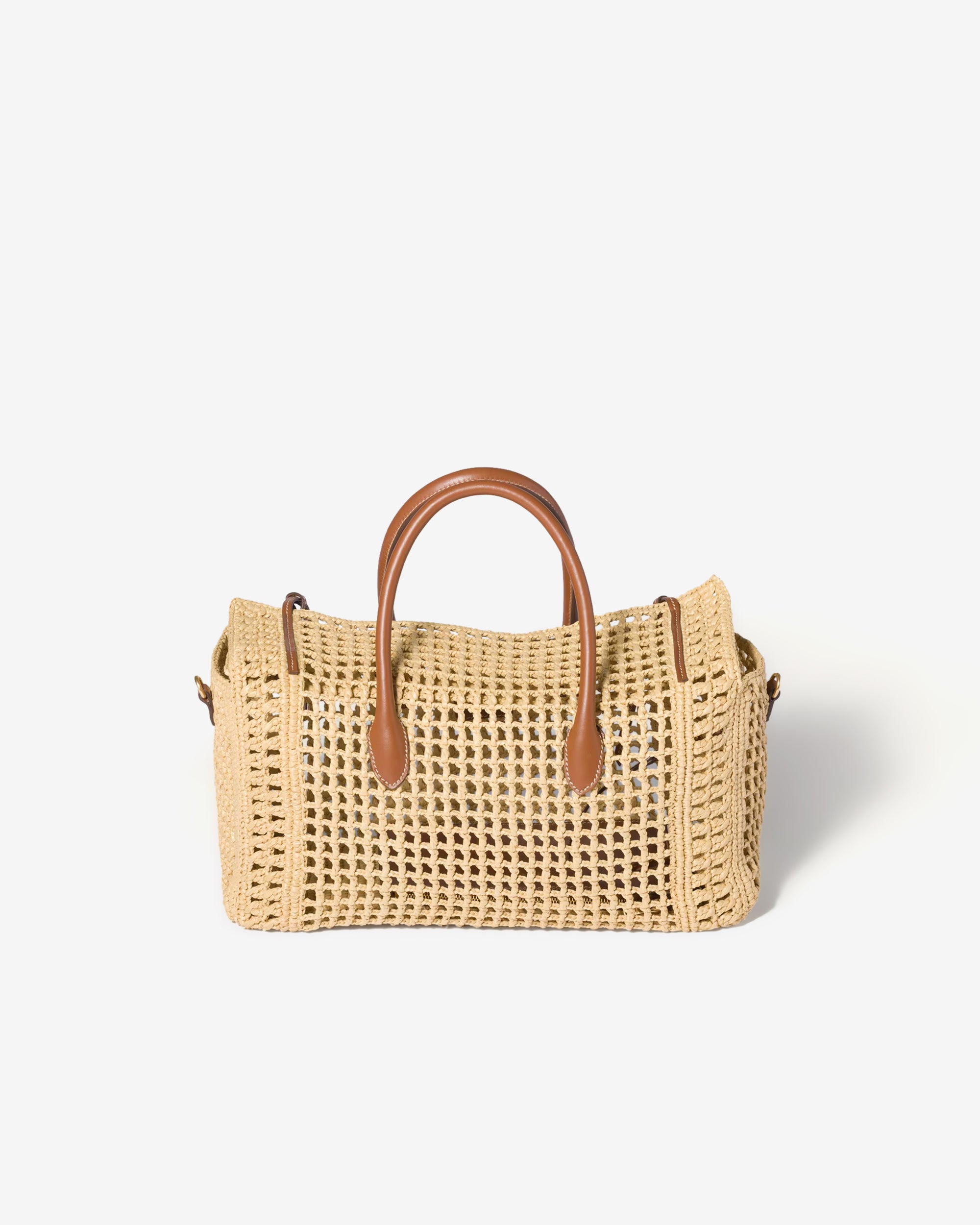 Miu Miu - Women's Raffia Top-Handle Bag - (Beige/Cognac) view 3, Click to Zoom in