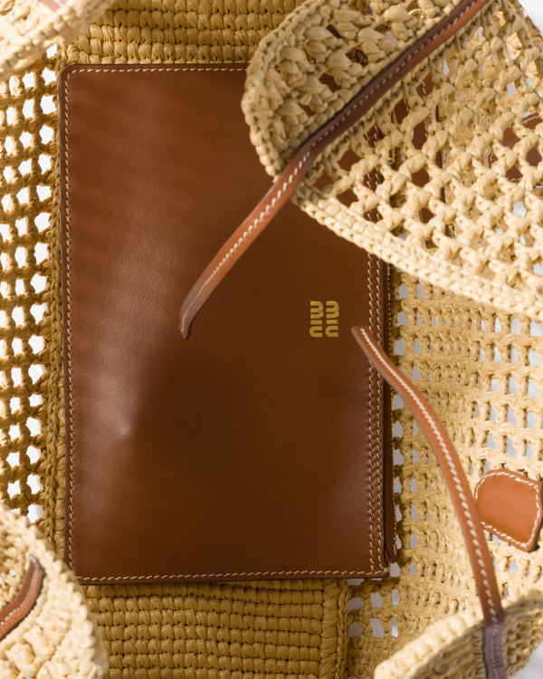 Miu Miu - Women's Rffia Top-Handle Bag - (Beige/Cognac)