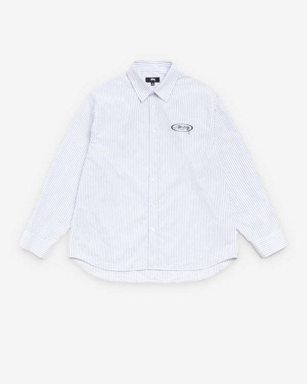 Stüssy - Men's Standard Shirt Logo - (Blue Stripe)