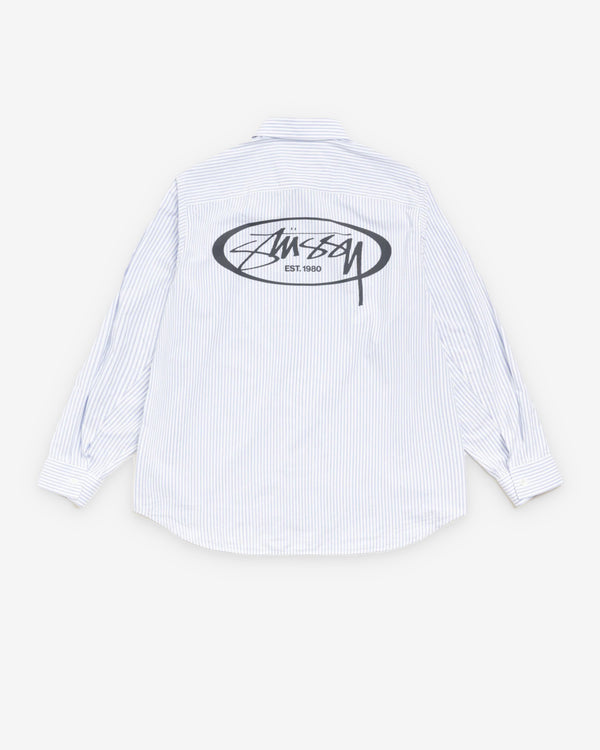 Stüssy - Men's Standard Shirt Logo - (Blue Stripe)