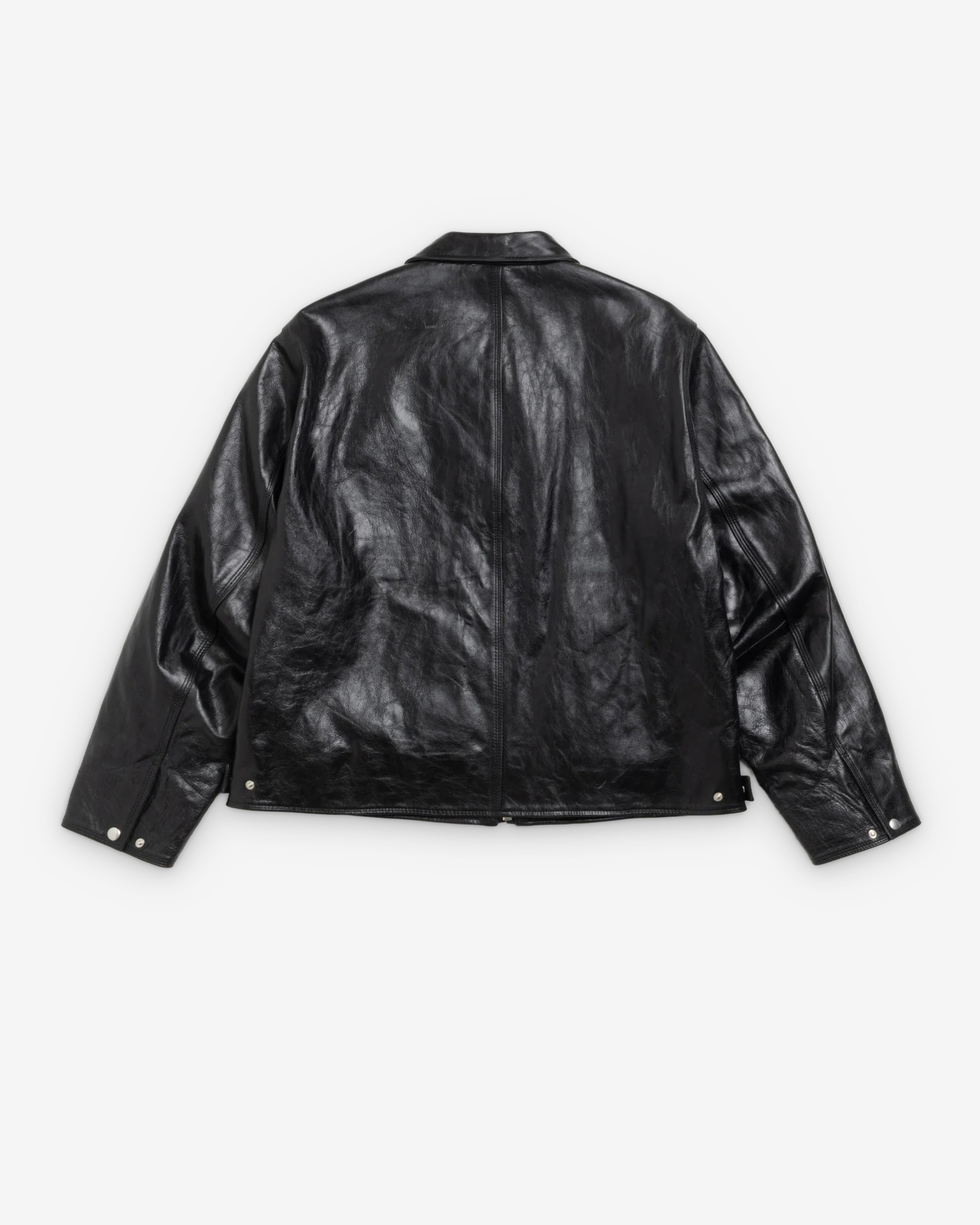 ジャケット・アウター STUSSY GARAGE JACKET LEATHER BLACK m Stussy: Men's Garage Jacket Leather (Black) | Dover Street Market