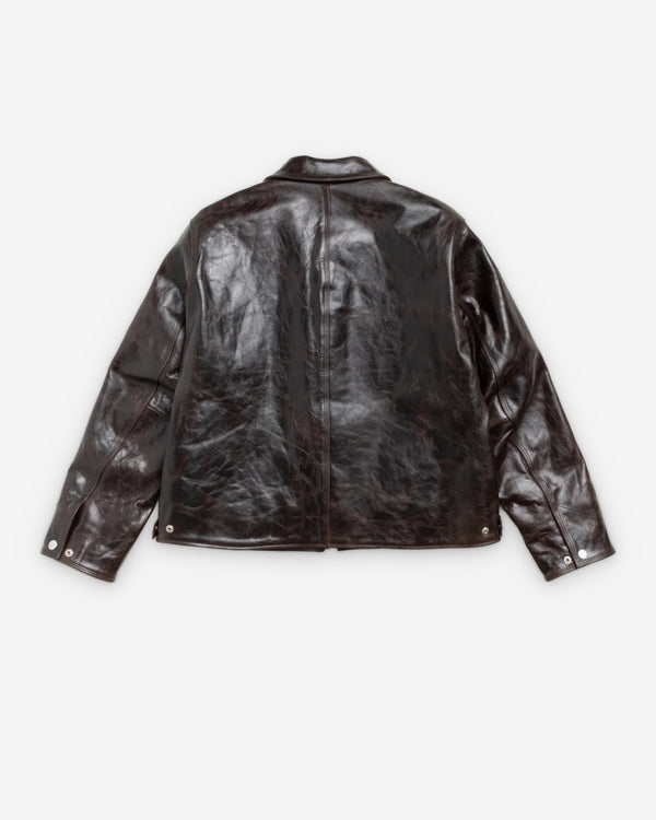 Stüssy - Men's Garage Jacket Leather - (Dark Brown)