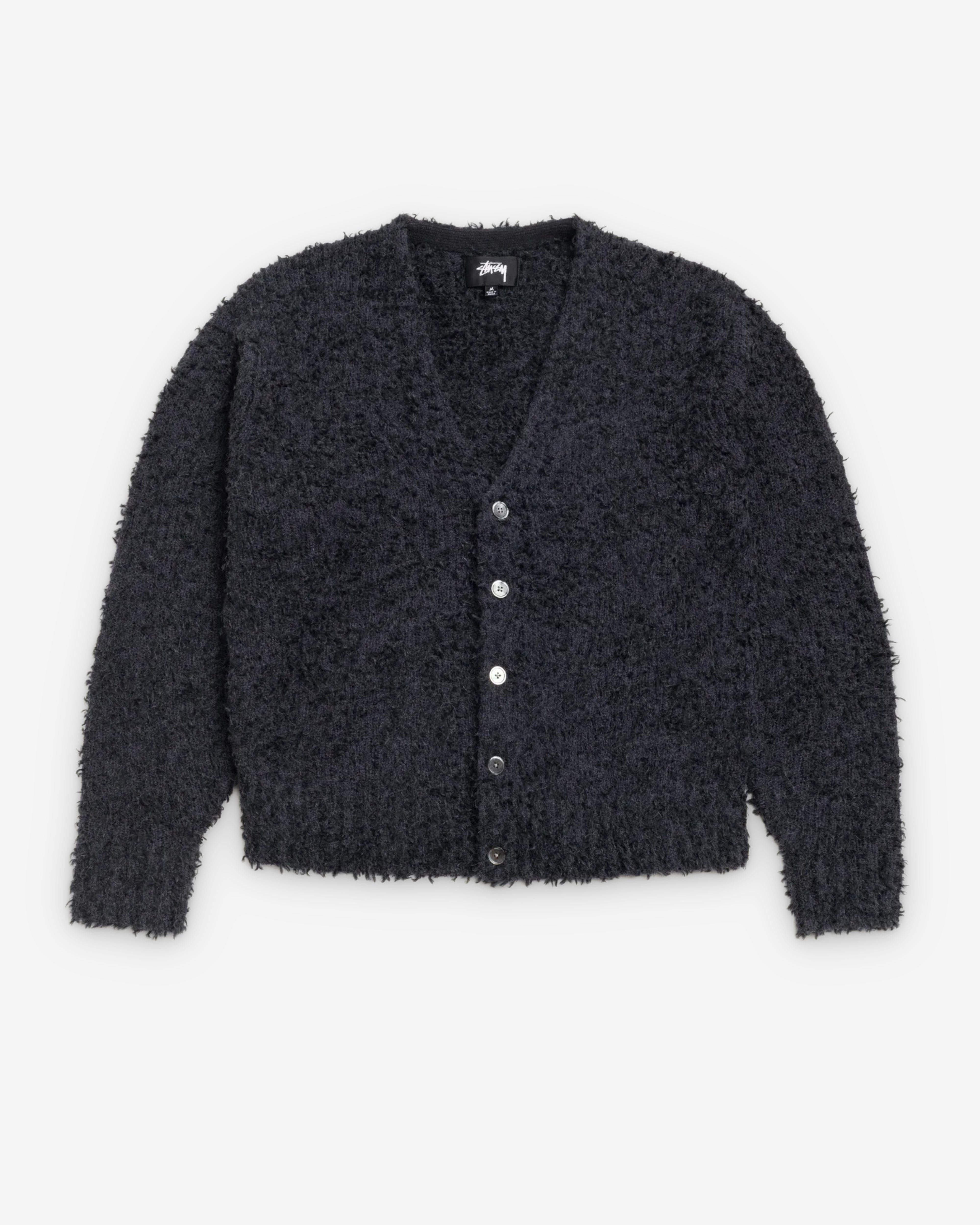 Stussy: Men's Textured Cardigan (Black) | Dover Street Market London