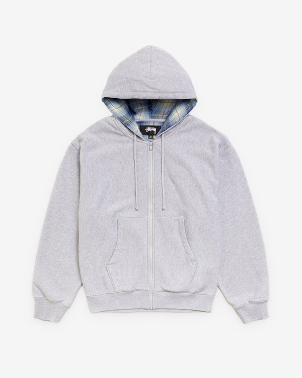 Stüssy - Men's Plaid Lined Zip Hood - (Grey Heather)