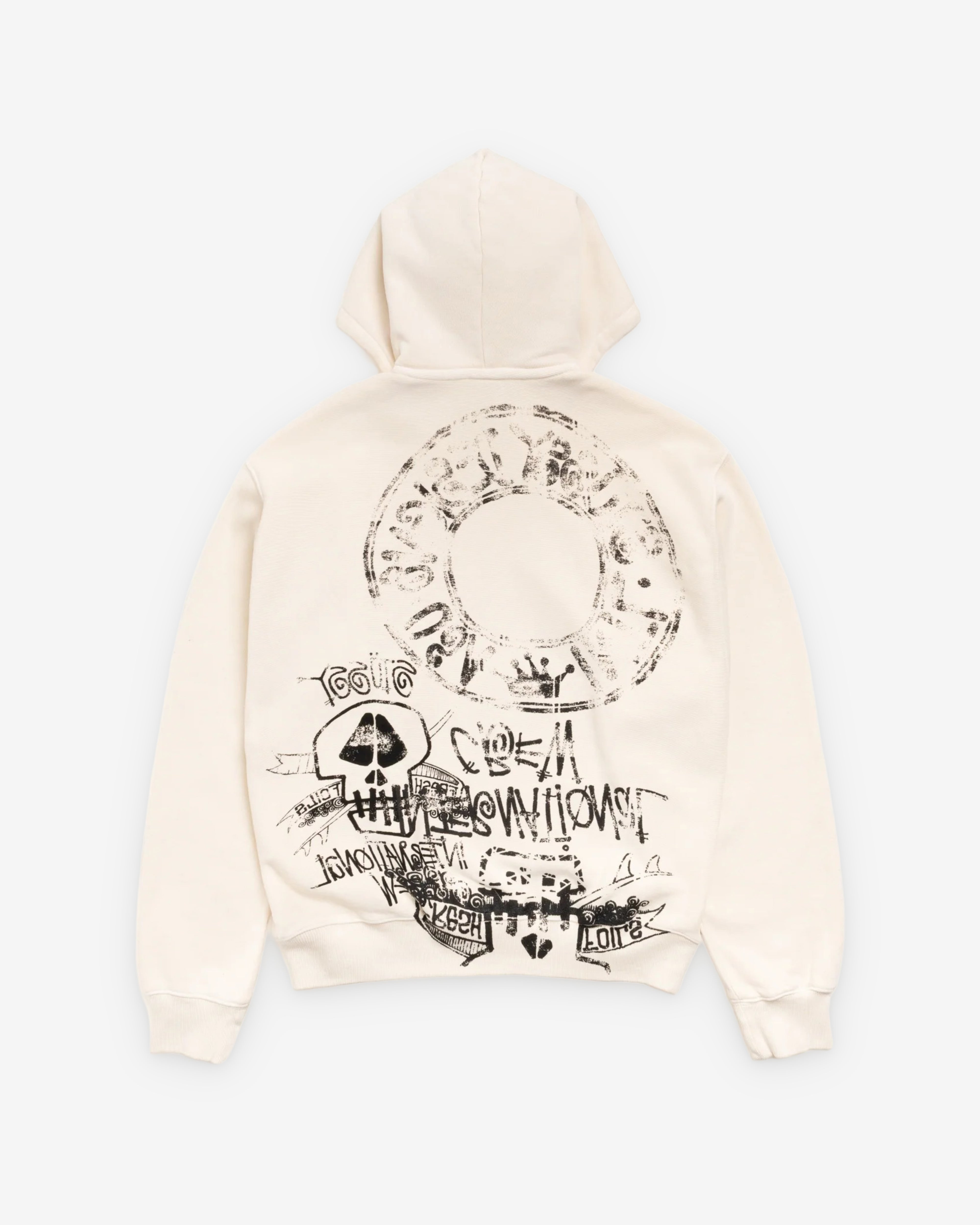 Stüssy: Men's Skulls Pigment Dyed Zip Hoodie (Bone) | Dover Street