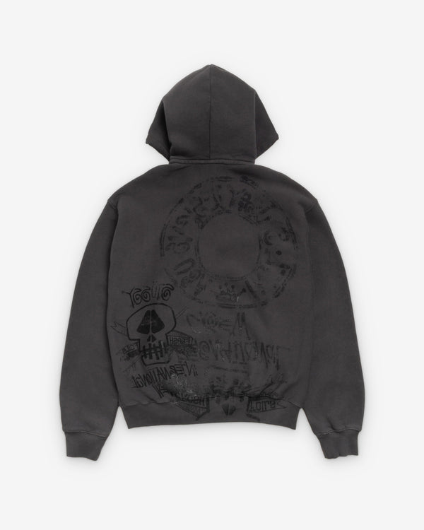 Stüssy - Men's Skulls Pigment Dyed Zip Hood - (Faded Black)
