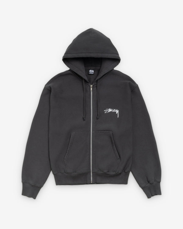 Stüssy - Men's Skate Stack Garment Dyed Zip Hood - (Faded Black)