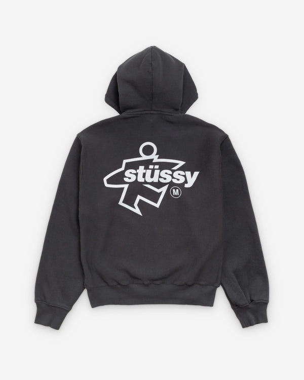 Stüssy - Men's Surf Size Garment Dyed Zip Hood - (Faded Black)