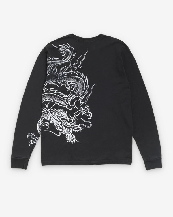 Stüssy - Men's Dragon Pig. Dyed Ls Tee - (Faded Black)