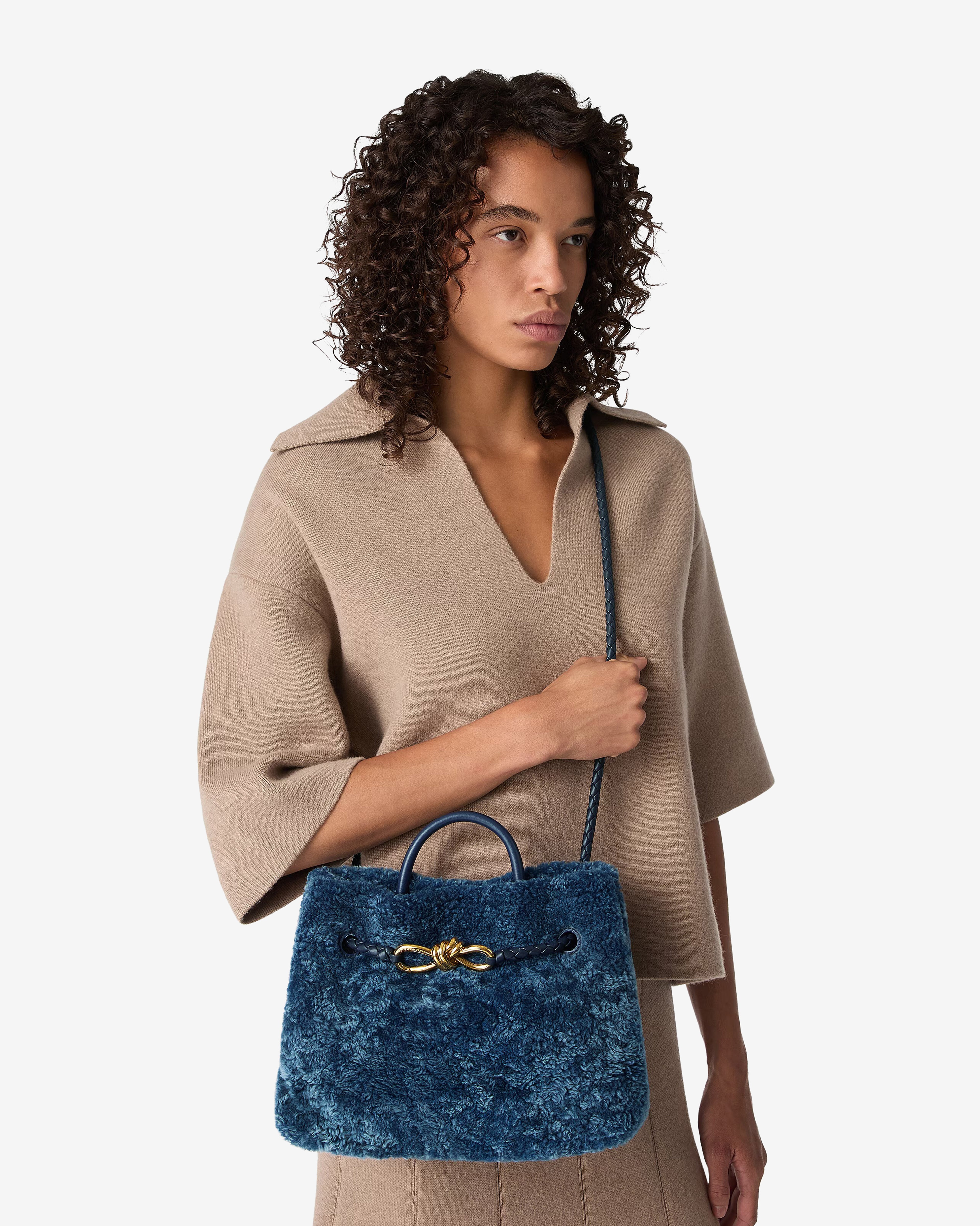 Bottega Veneta: Small Andiamo Bag (Ocean/Pacific) | DSML E-SHOP