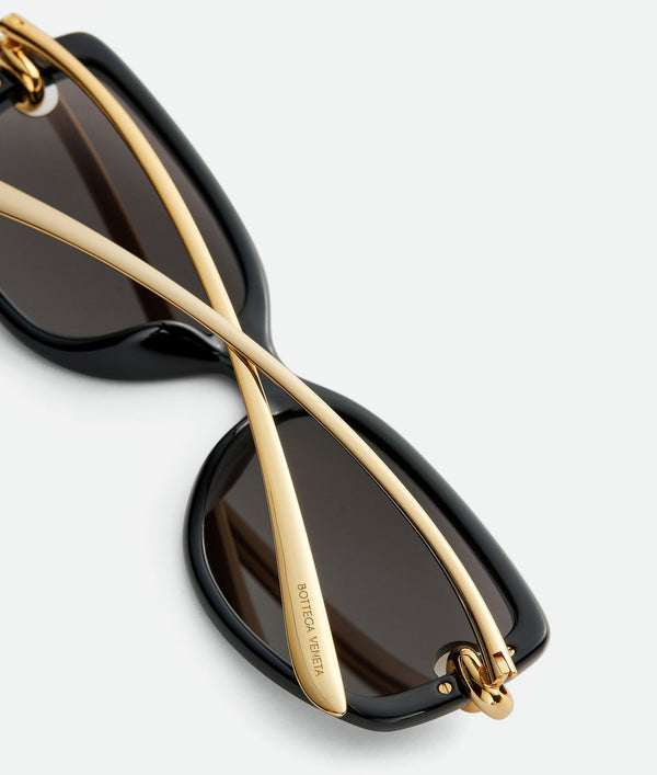 Bottega Veneta - Knot Rectangular Sunglasses - (Black / Grey)