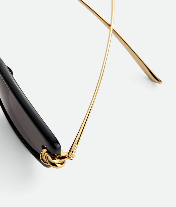 Bottega Veneta - Knot Rectangular Sunglasses - (Black / Grey)