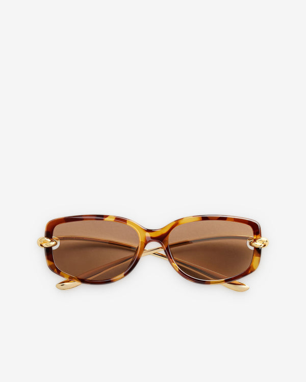 Bottega Veneta - Knot Rectangular Sunglasses - (Havana / Brown)