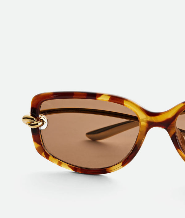 Bottega Veneta - Knot Rectangular Sunglasses - (Havana / Brown)