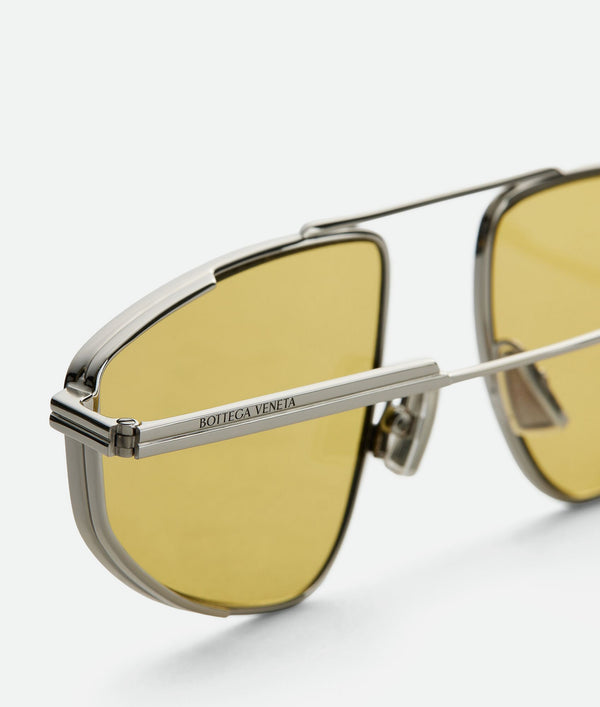 Bottega Veneta - Classic Aviator Sunglasses - (Silver / Yellow)