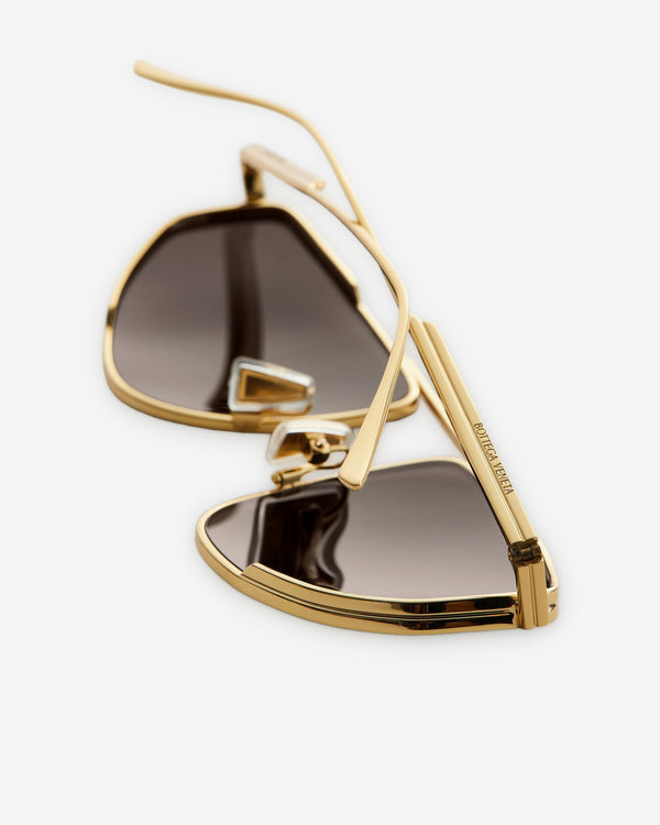 Bottega Veneta - Classic Aviator Sunglasses - (Gold / Grey)