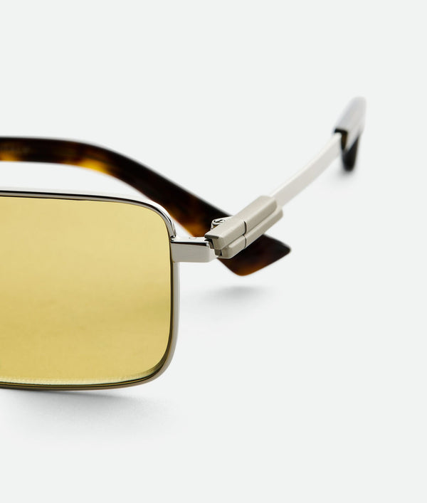 Bottega Veneta - Classic Rectangular Sunglasses - (Silver / Yellow)