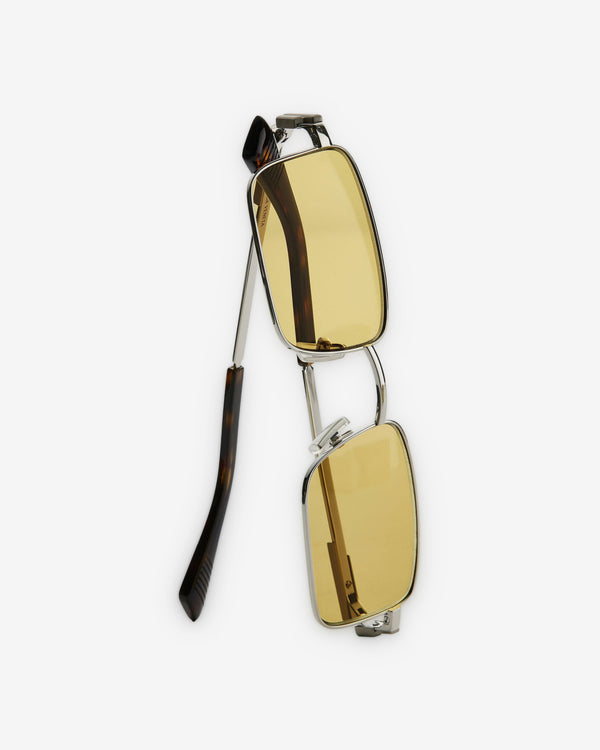 Bottega Veneta - Classic Rectangular Sunglasses - (Silver / Yellow)