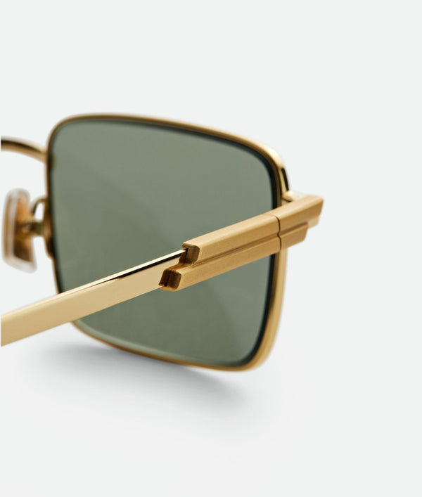 Bottega Veneta - Classic Rectangular Sunglasses - (Gold / Green)