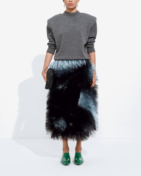 Bottega Veneta  - Women's Fringed Embroidery Skirt - (Blue Gravel/Multi)