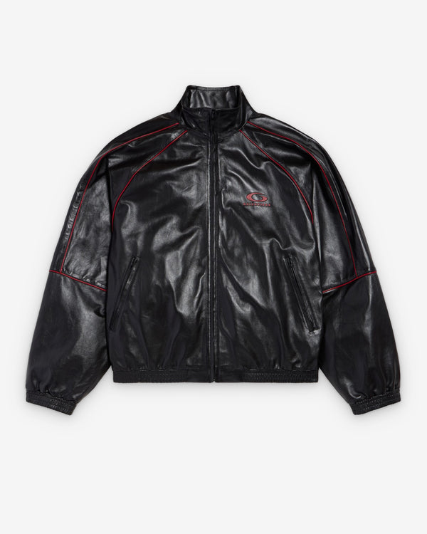 Balenciaga  - Men's Leather Tracksuit Jacket - (Black/Burgundy)