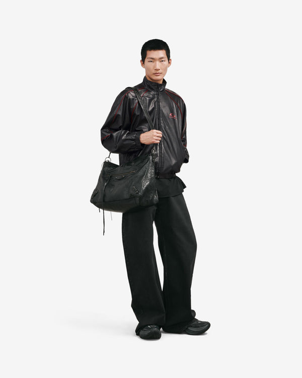 Balenciaga  - Men's Leather Tracksuit Jacket - (Black/Burgundy)