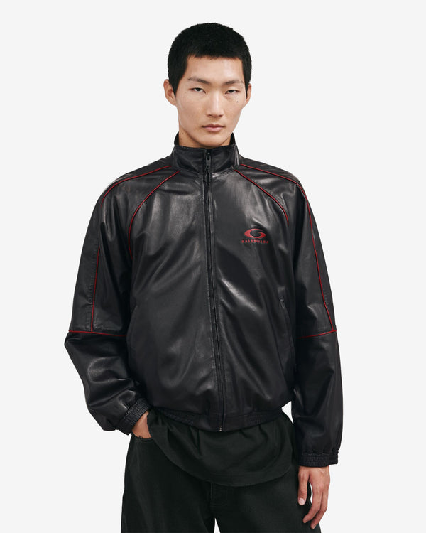 Balenciaga  - Men's Leather Tracksuit Jacket - (Black/Burgundy)