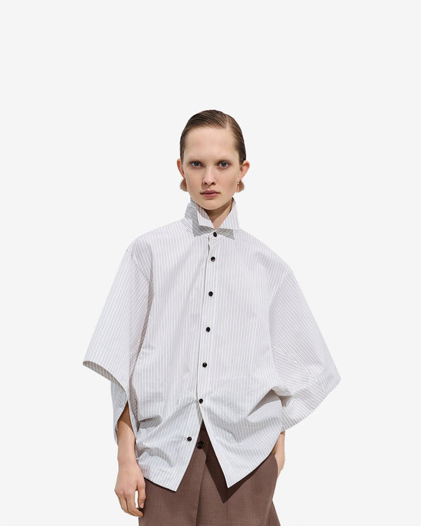 Bottega Veneta  - Women's Cotton Poplin Shirt - (Prosecco/Brown/White)