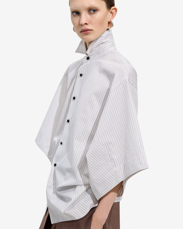 Bottega Veneta  - Women's Cotton Poplin Shirt - (Prosecco/Brown/White)
