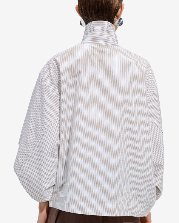 Bottega Veneta  - Women's Cotton Poplin Shirt - (Prosecco/Brown/White)