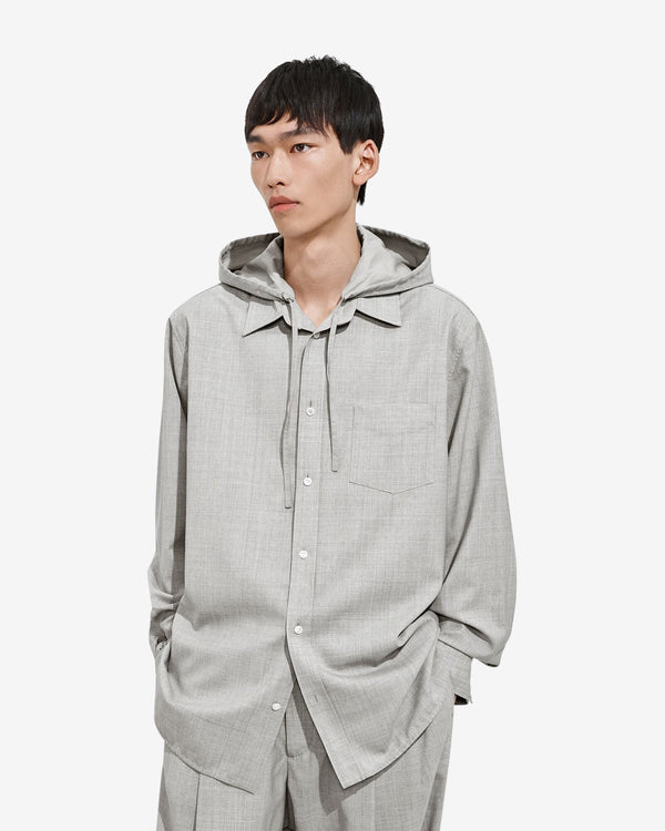 Bottega Veneta  - Men's Light Wool Toile Hooded Shirt - (Light Grey Melange)