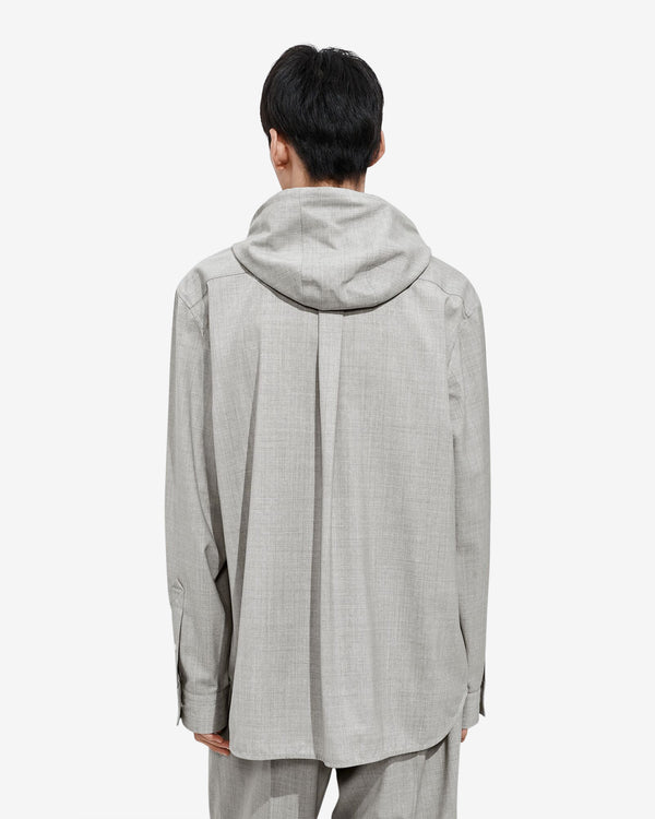 Bottega Veneta  - Men's Light Wool Toile Hooded Shirt - (Light Grey Melange)