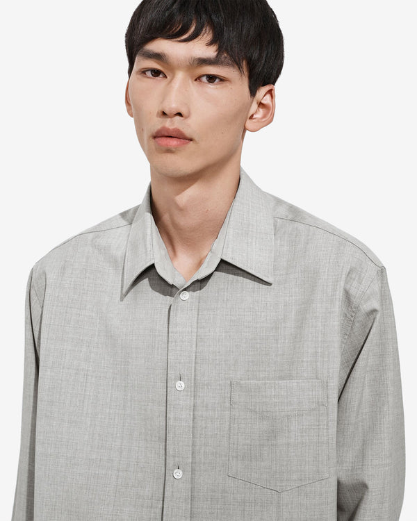 Bottega Veneta  - Men's Light Wool Toile Hooded Shirt - (Light Grey Melange)