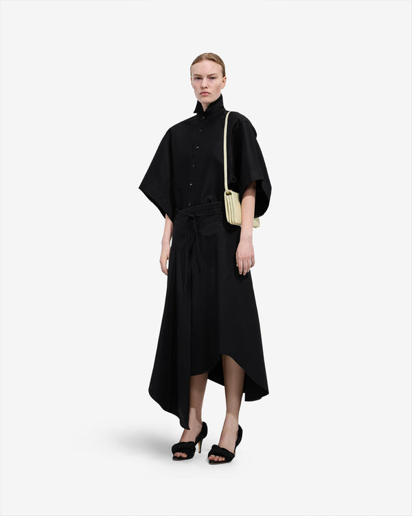 Bottega Veneta  - Women's Compact Cotton Toile Skirt - (Double Black)