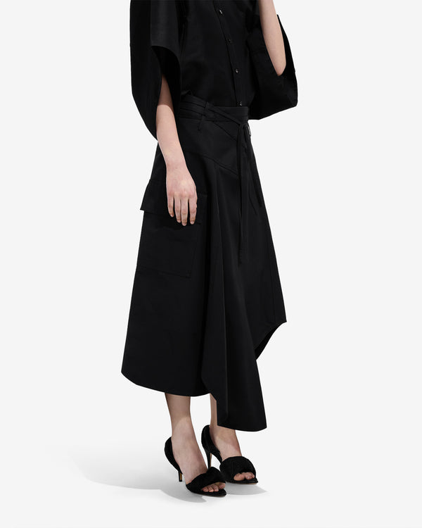Bottega Veneta  - Women's Compact Cotton Toile Skirt - (Double Black)
